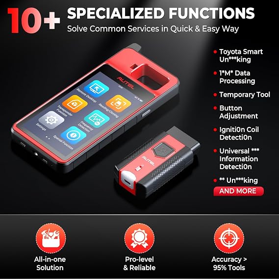 Autel MaxiIM KM100E Key Fob Programming Tool, Immobilizer programmer, 60S Key generation, Transponder Chip Read/Write/Clone, Guided IMMO Paring for 90% Cars, Ignition Coil Detection, 2 Blank IKEYs