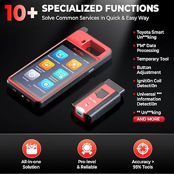 Autel MaxiIM KM100E Key Fob Programming Tool, Immobilizer programmer, 60S Key generation, Transponder Chip Read/Write/Clone, Guided IMMO Paring for 90% Cars, Ignition Coil Detection, 2 Blank IKEYs