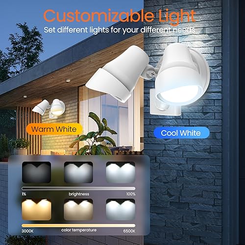 Miniatura 3 de ALUSSO LIGHTING Luz de seguridad LED con sensor de movimiento de 25 W, con control remoto, luz de inundación LED regulable 3000K-6500K ajustable,
