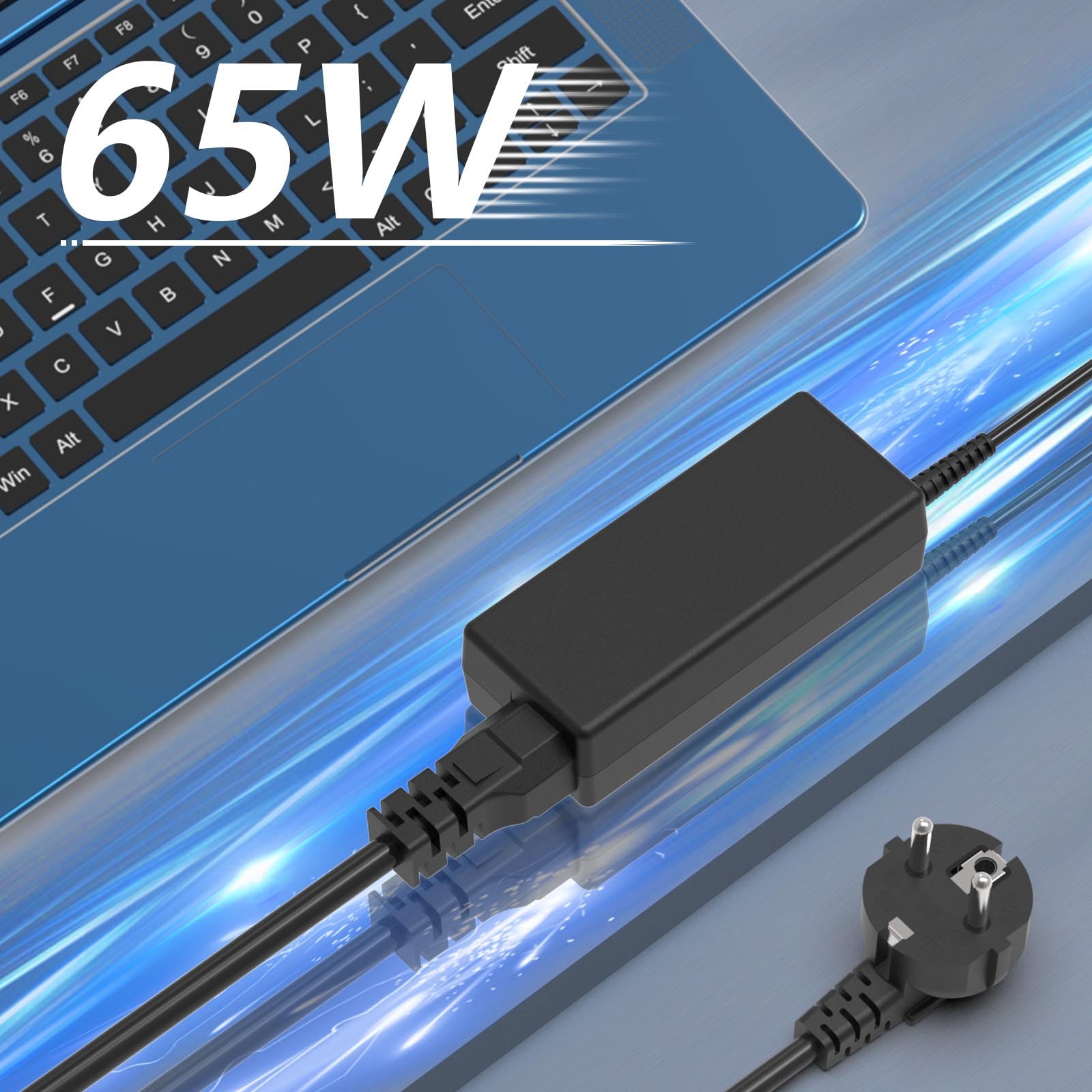 Caricatore 65W 19.5V 3.33A Alimentatore per HP EliteBook ProBook Spectre Envy Pavilion, Caricabatterie Compatibile con HP 840 G5 850 640 G5 450 G6 430 G7 745 G6 e altri, Connettore Blu 4.5×3.0mm