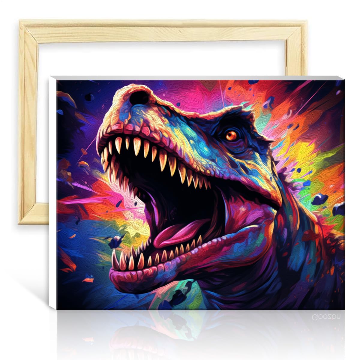 TANGFEIY Paint by Number Paintting Dinosaur Kids Adults Wall Decor - Acrylic Number with Paintbrushes Kits on Canvas for Wall Art Decor DIY Frame(30x40cm)