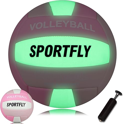 Official Size 5 Glow in The Dark Volleyball, Fluorescent Light Night Volleyball Soft Indoor Outdoor Gift Night Ball for Game Gym Training Beach Play