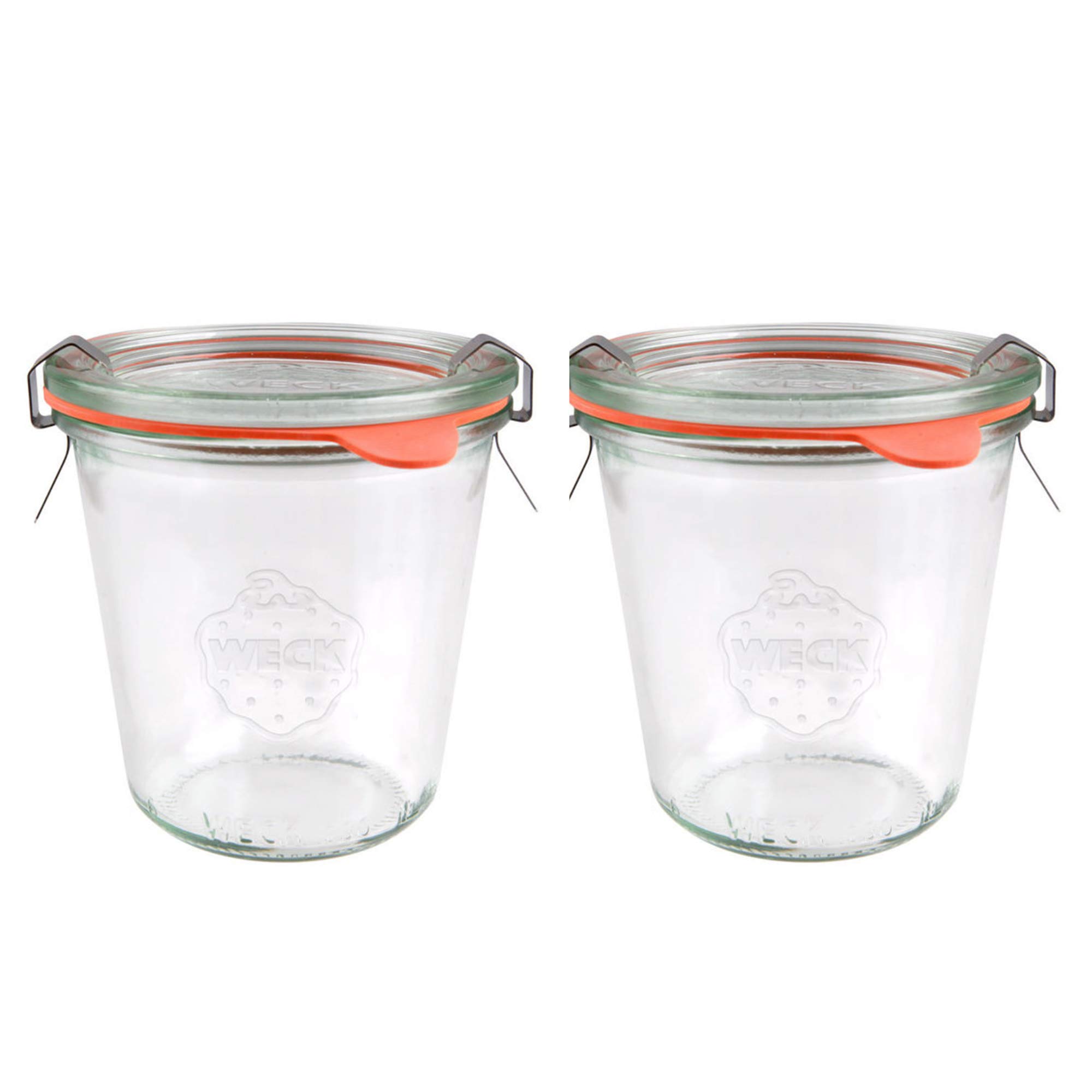 X2 WECK 900 290ml Wide Mouthed Storage Jars Including Glass Lids, Seals & Clamps for Sourdough, Preserving, Canning, Yoghurt, Kimchi, Jam