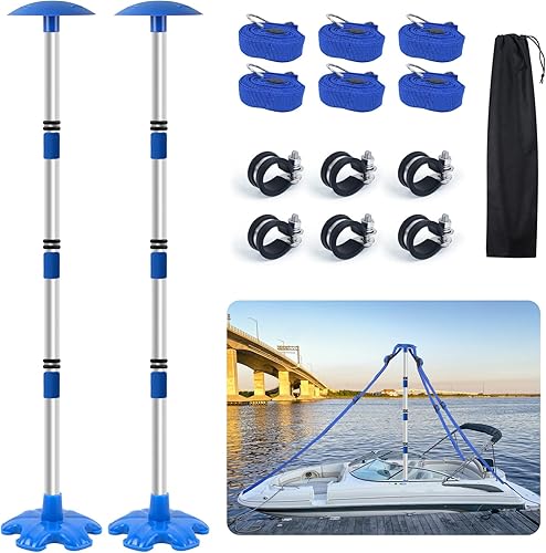Paquete de 2 postes de soporte para cubierta de barco con base de goma antideslizante pesada, sistema de soporte reforzado de cubierta de barco con