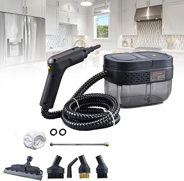 Steam Cleaner with Handle Controllable Switch,Portable 2500W High Pressure Handheld Steam Cleaner,for Car, Kitchen, Furniture, Grout, Tile,Black