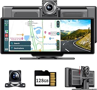 9.3" Portable Car Stereo with Adjustable 4K Dash Cam, ADAS, Wireless Apple Carplay and Android Auto, Touchscreen Handsfree Phone Mirroring