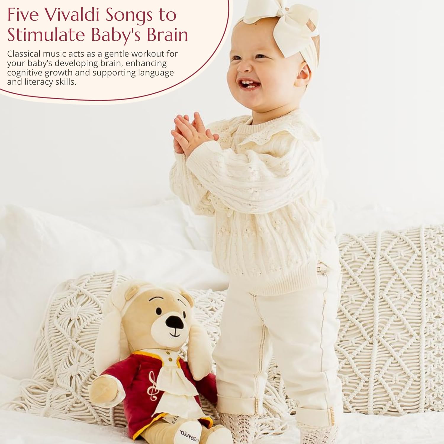 Vivaldi Virtuoso Bear – Dual-Mode Plush Toy with Music & Comfort Features, Plays 40 Mins of Classical Music & White Noise for Babies & Toddlers Antonio Vivaldi image 3 of 7 B0DS6BX3G9