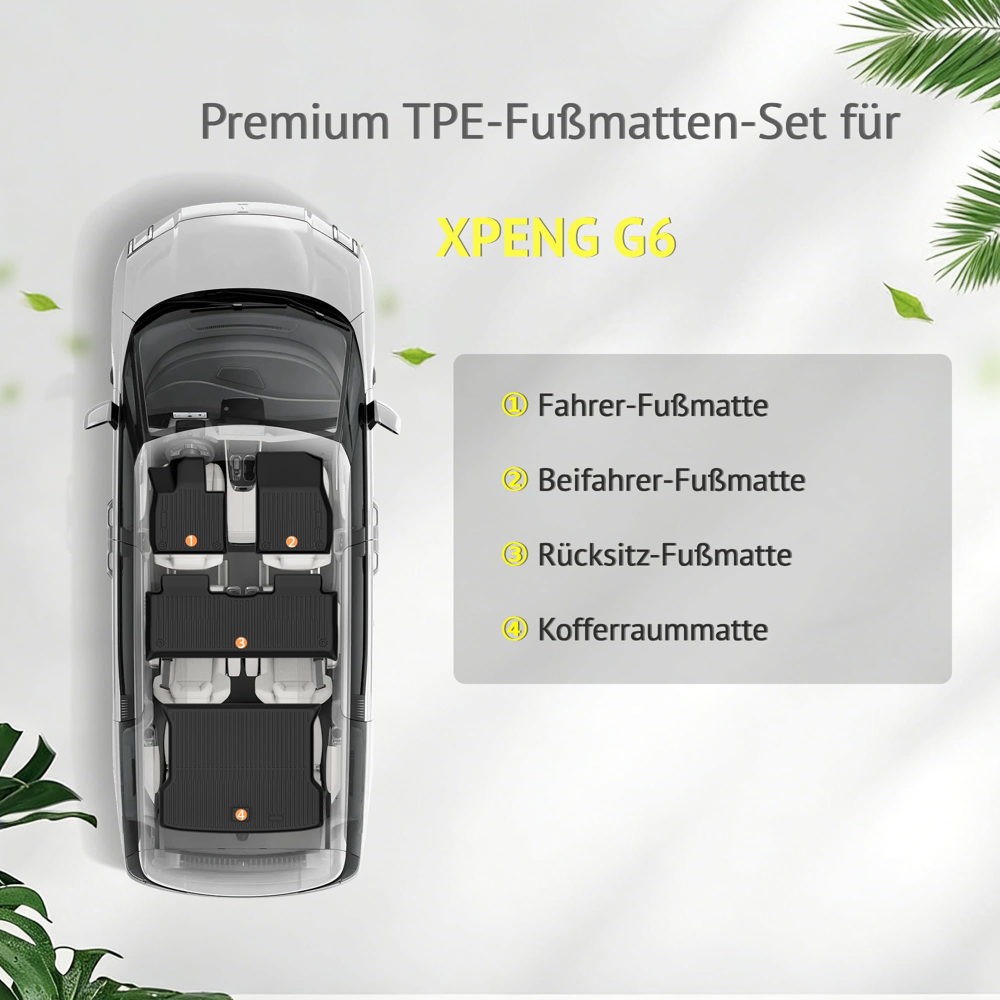 [Passgenau für XPENG G6] FOXMOD Premium TPE-Fußmatten + Kofferraummatte für XPENG G6 2026 2027 – Perfekte Passform, Geruchsneutral, rutschfest, Wasserdicht, Allwetter, Sicheres Fahren