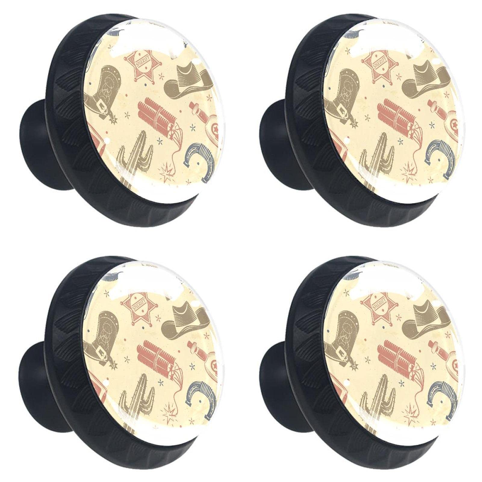 Boutons de porte cactus et cowboy : lot de 4 poignées originales pour placard de chambre d'enfant