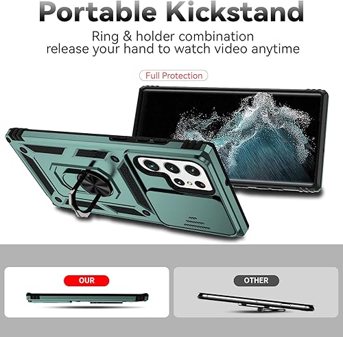 Miniatura 7 de Funda para Samsung Galaxy S22 Ultra con protector de pantalla para lente de cámara, protector de pantalla, prueba de caídas de grado militar,