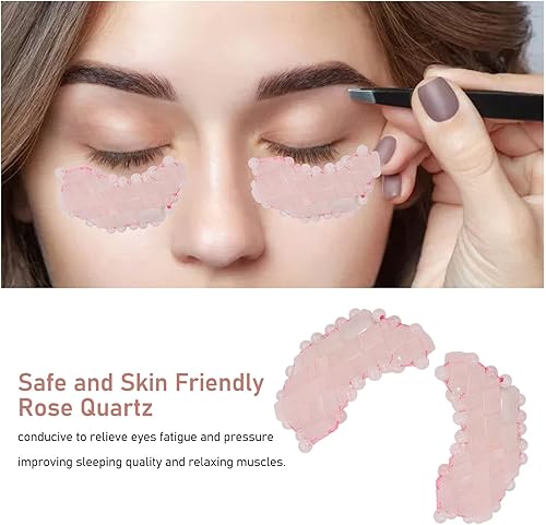 Miniatura 8 de Máscara para debajo de los ojos, 2 unidades, máscara de ojos de jade de cuarzo rosa, antienvejecimiento, eliminación de hinchazón, máscara facial de