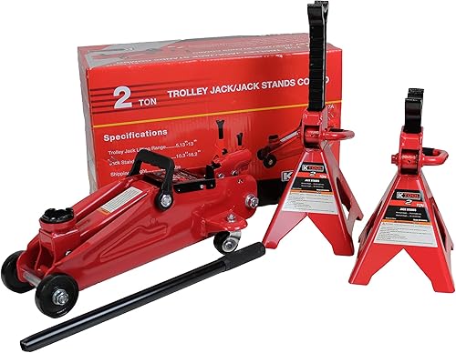 K Tool International KTI63097A - Juego de soportes para carrito de 2 toneladas construcción de acero duradera carrito de 19 libras y soporta 11