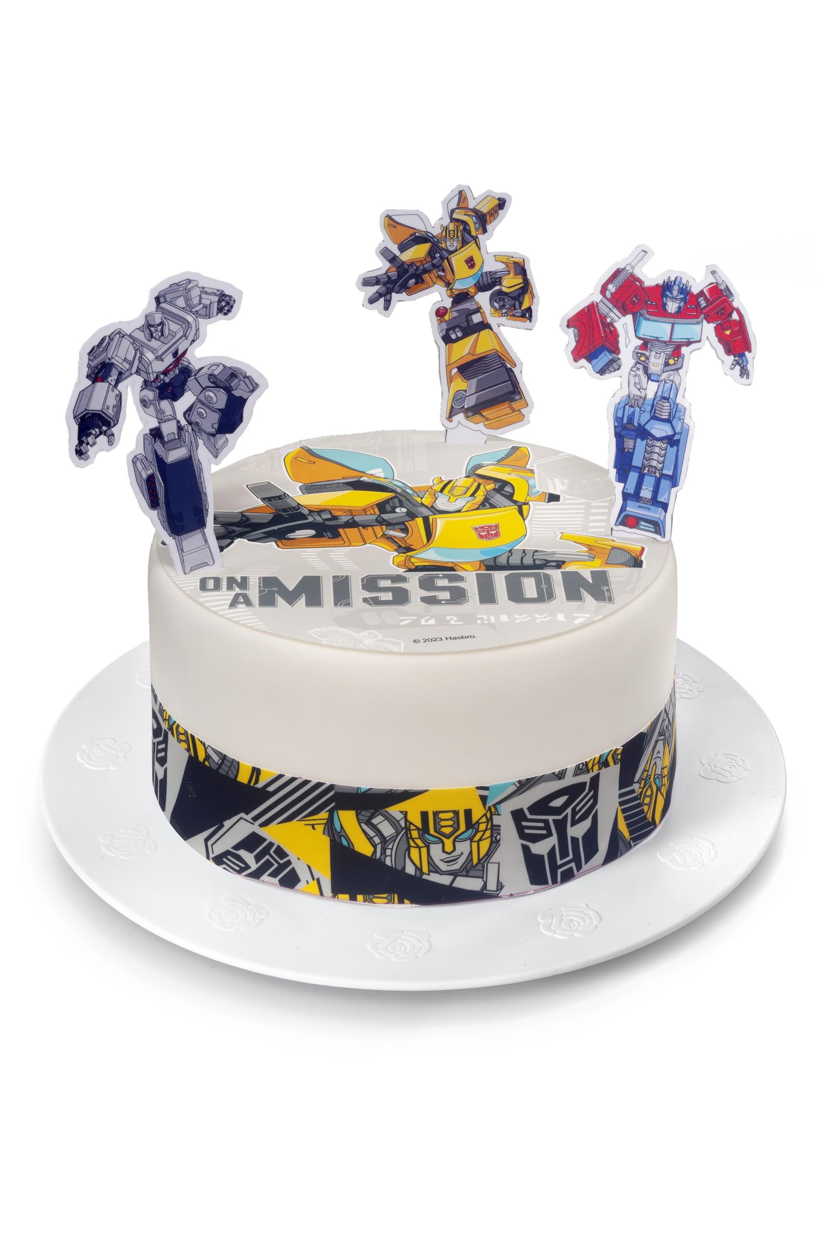 Assiettes jetables Transformers en carton multicolores rigides de diamètre 23cm