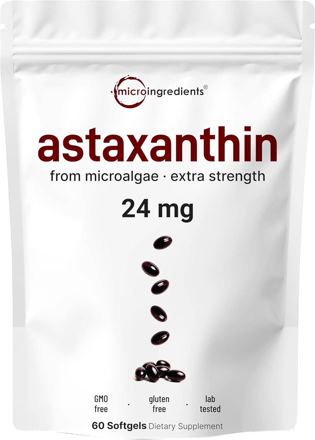 Astaxanthin 24mg, 60 Softgels, 2 Month Supply | Max Strength Astaxanthin Antioxidant Supplements | Fresh Microalgae Source | Supports Eye, Joint, Internal Circulation, Skin Health