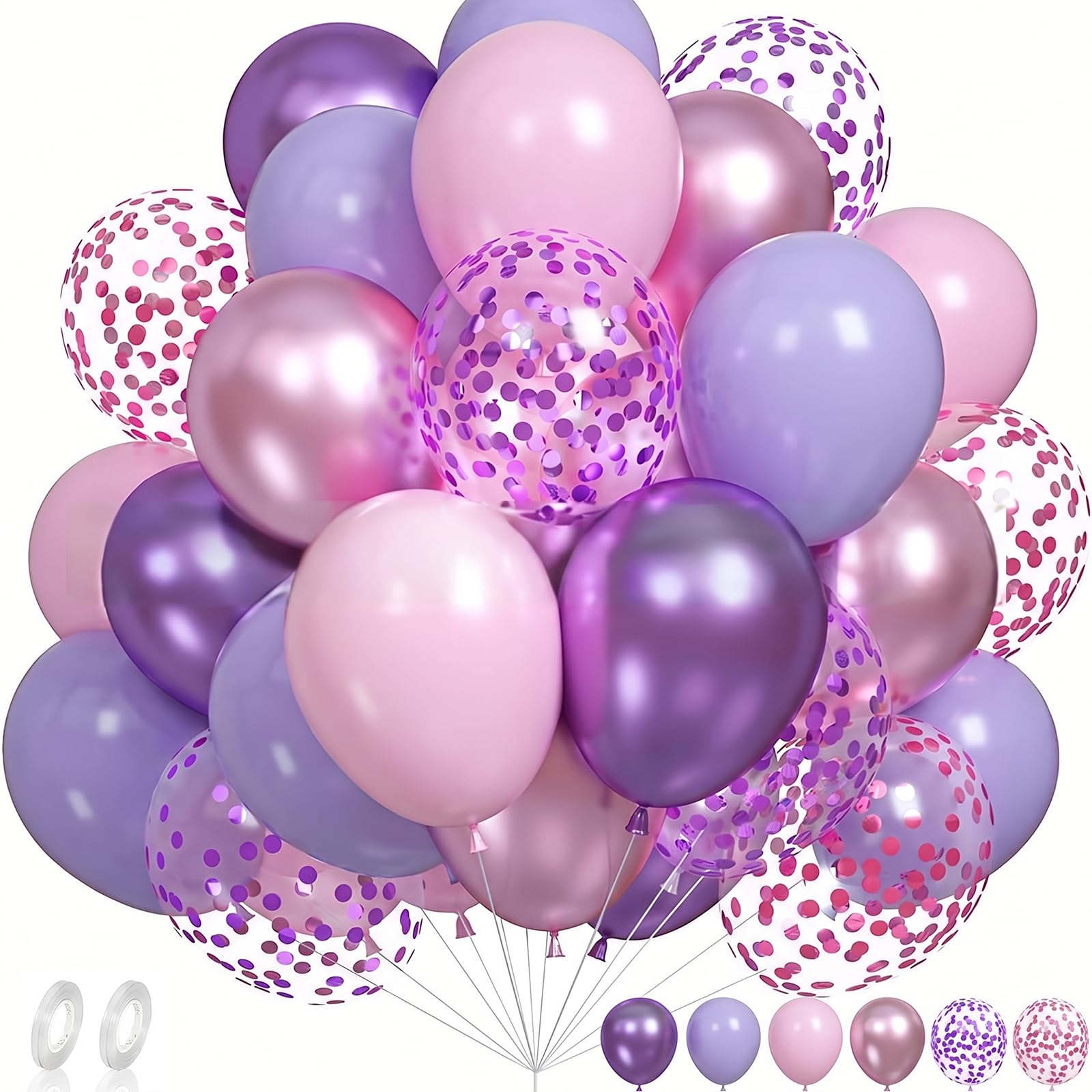 Purple Pink Balloons 100 Pieces, 30cm Pink Balloon (Purple & Pink)