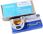 Accusize Industrial Tools Outside Micrometer, 0-25mm, EG00-0025 | 0-25mm, Ultra-Precision, Carbide Tipped, M-Type, Resolution 0.01mm, Ratchet Friction Thimble, Solid Storage Case