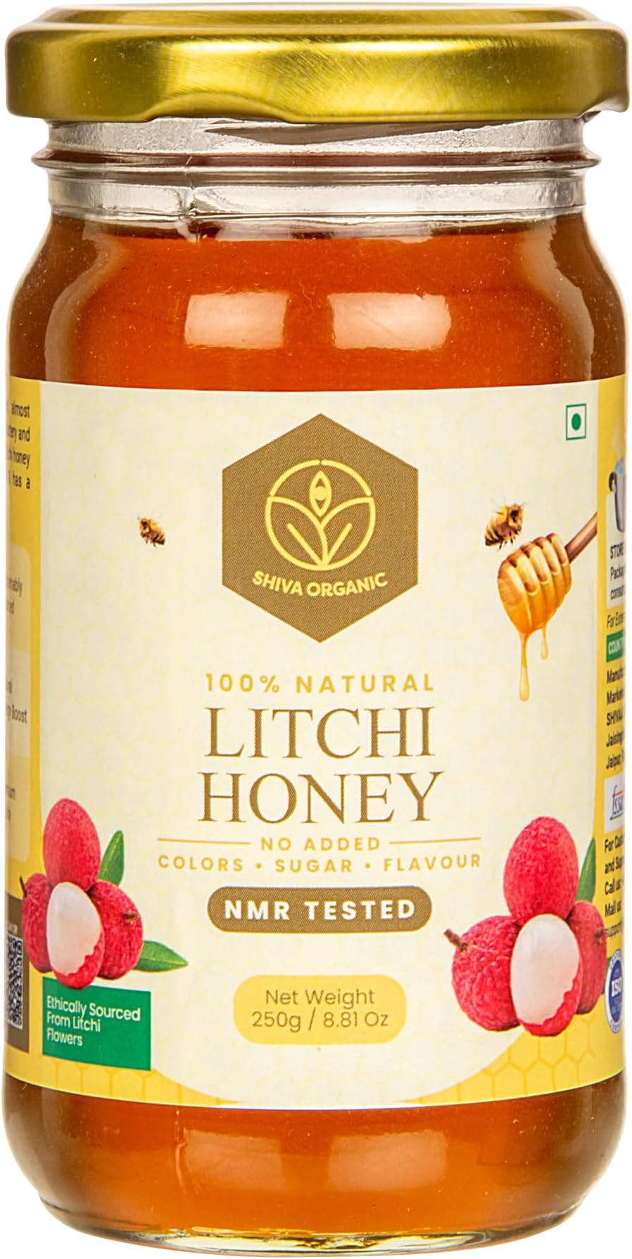 Shiva Organic Litchi Honey 250 grams NMR Tested 100% Natural Healthy and Pure Honey No Added Sugar & Flavour from Litchi flowers