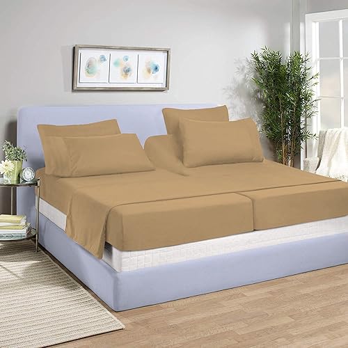 Miniatura 10 de RR Linen 100% Long Staple Cotton 5 Piece Split Bedding Sheet Set 800 Thread Count Hot Pink - Split King Sheet Set for Adjustable Beds & Split Fitted