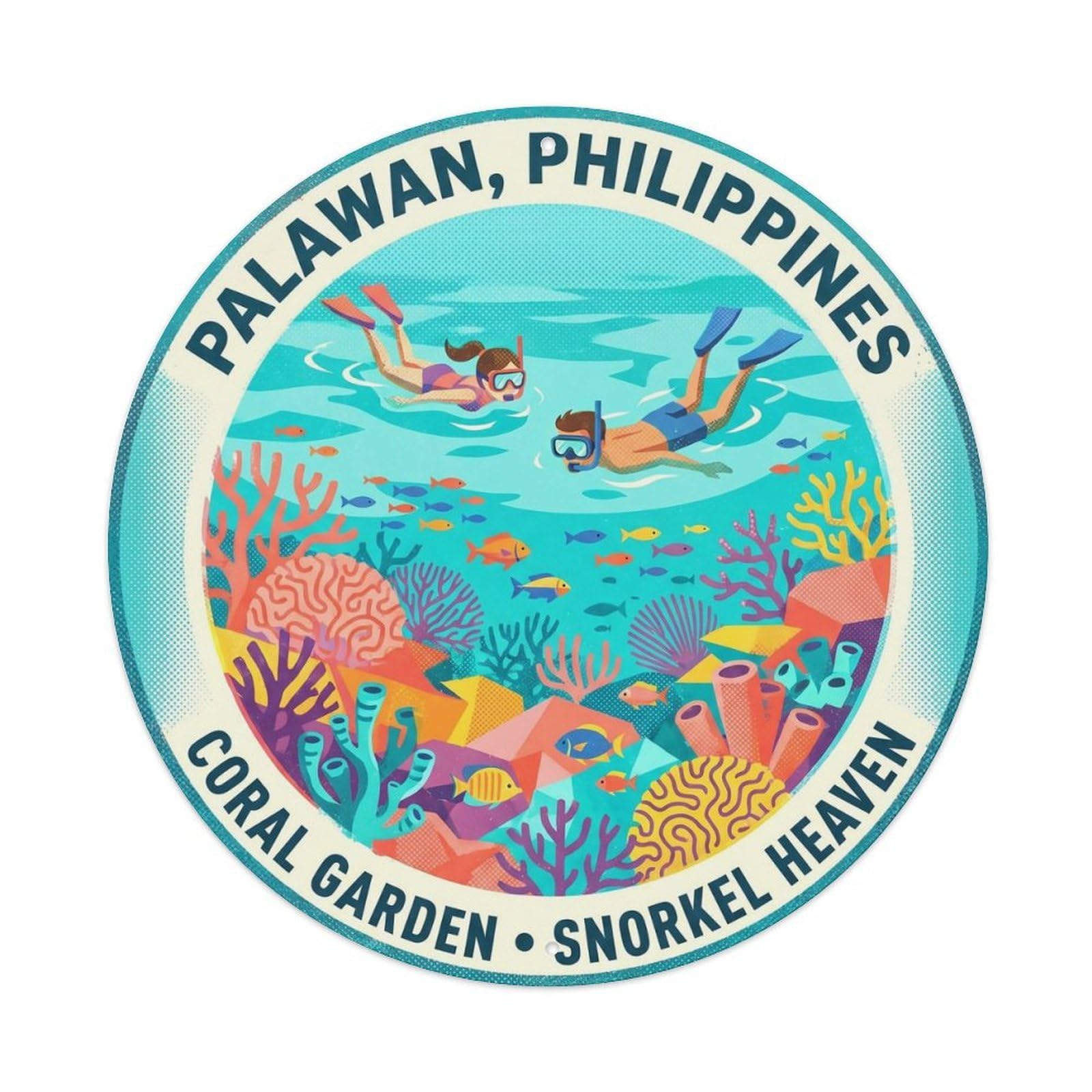 Odgynaw 8X8inch(20X20cm) Palawan Coral Garden Underwater World Reef Adventure Metal Tin Sign