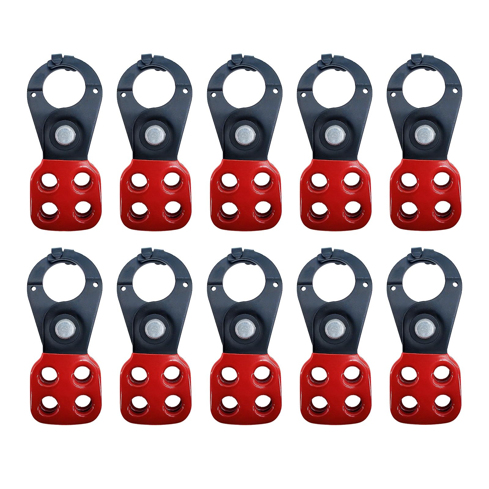BULANGDI 10 Pack Lockout Tagout Hasp 1.5 inch Red Stainless Steel Lockout Hasp Tamper-Proof Padlock Hasp Nylon Handle