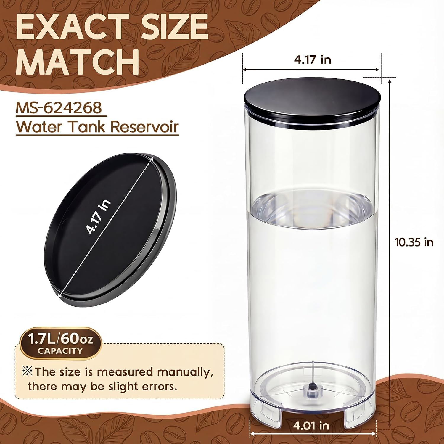 MS-624268 Water Tank Reservoir Replacement for Nespresso Krups VertuoPlus, Compatible with XN900T40 and XN900840, 1.7L / 60oz Coffee Machine Water Container