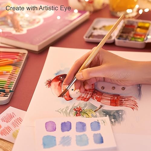 Miniatura 4 de ARTISTIC EYE Bloc de acuarela de 9 x 12 pulgadas, 30 hojas, encuadernado con pegamento, papel sin ácidos, 140 libras (300 gsm), perfecto para la