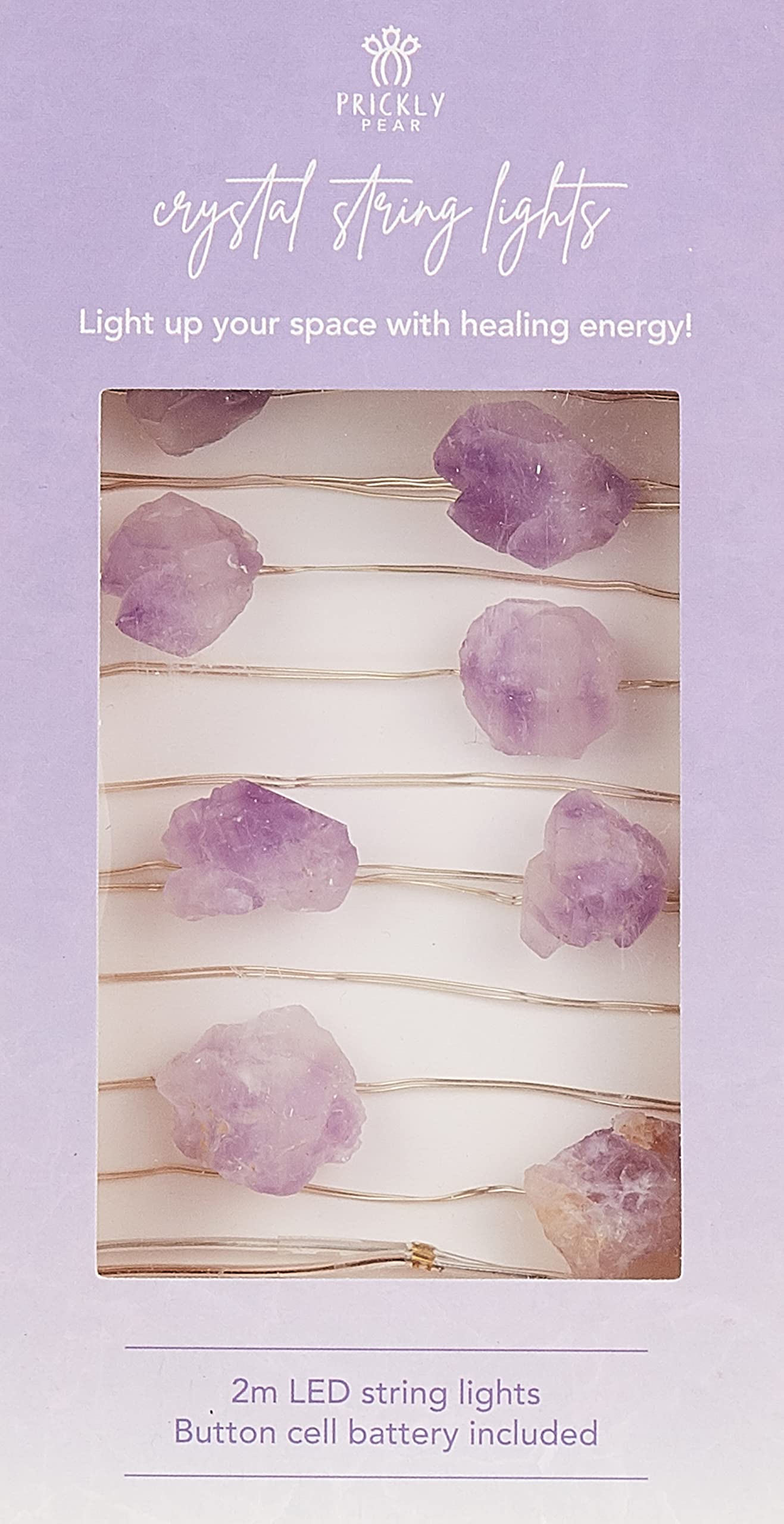 Prickly Pear Amethyst Crystal String Lights, 2 Meter Length, Purple