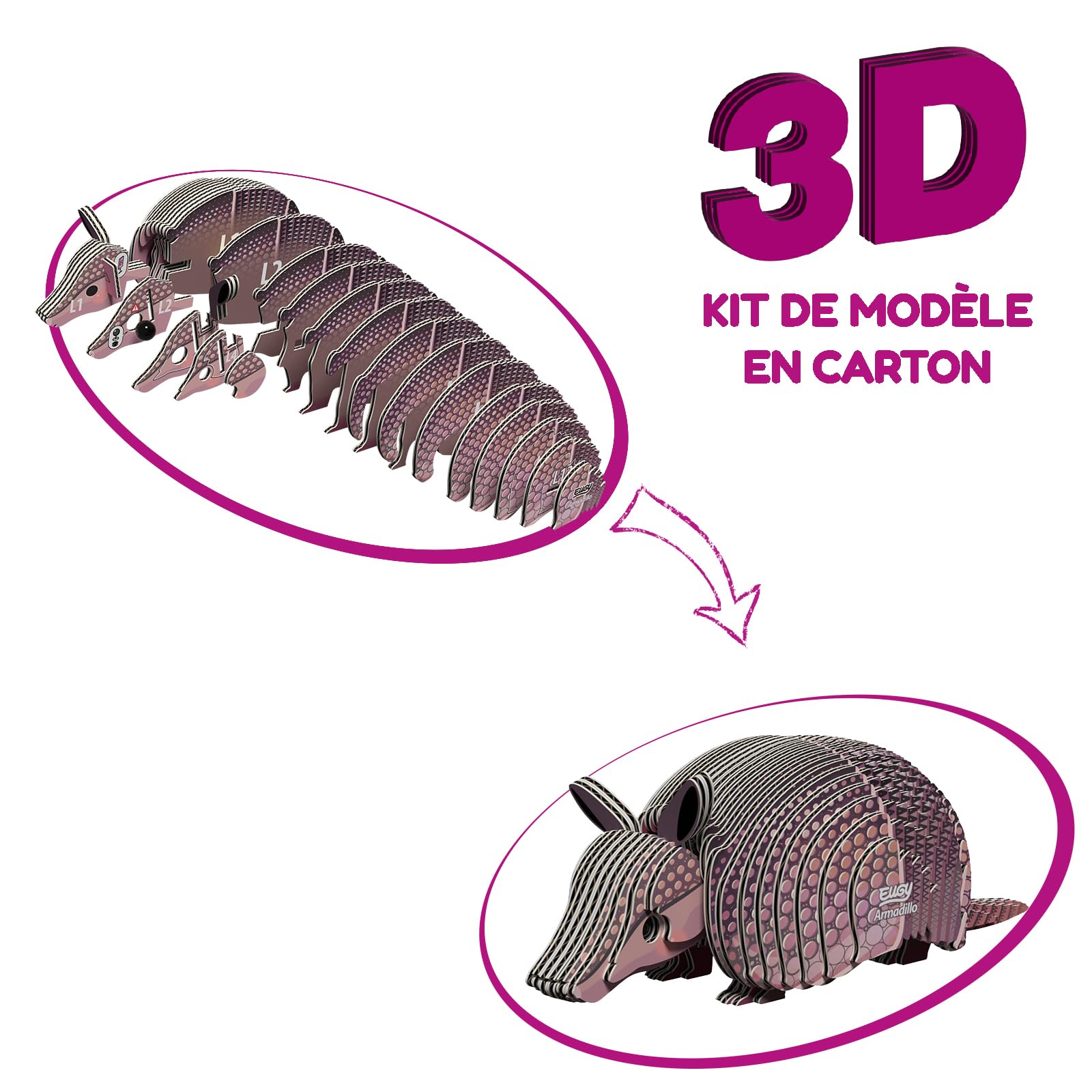Amazon | EUGY 095 アルマジロ 環境に優しい3Dペーパークラフトパズル