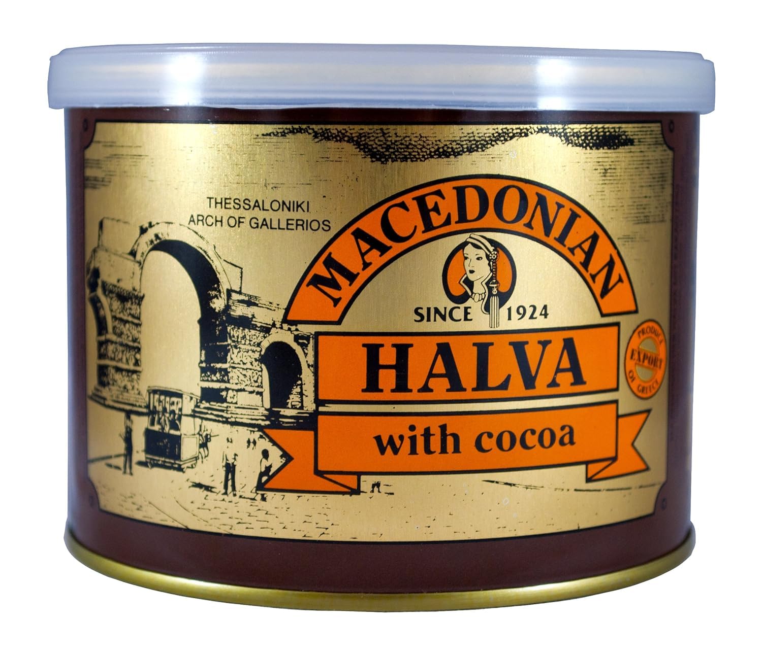 Greek Macedonian Halva with Cocoa Net Weight 500gr Tin can