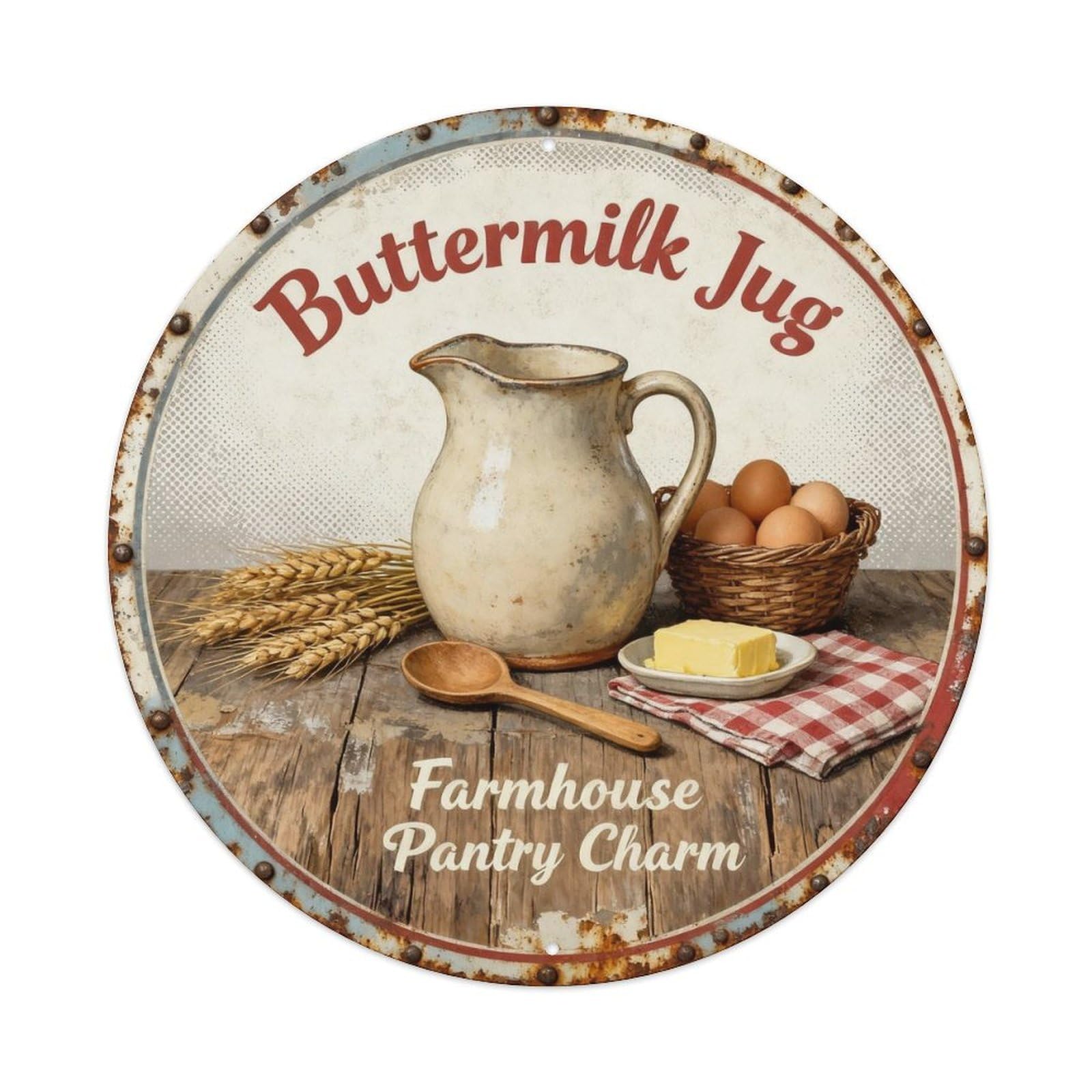 Buttermilk Jug Metal Tin Sign Plaque