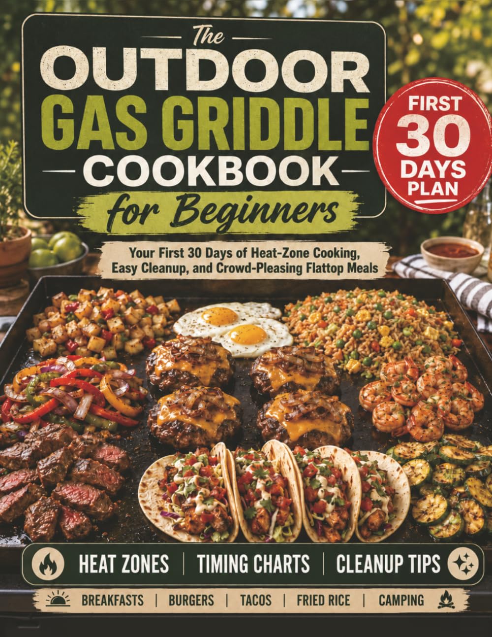 The Outdoor Gas Griddle Cookbook for Beginners: Your First 30 Days of Heat-Zone Cooking, Easy Cleanup, and Crowd-Pleasing Flattop Meals