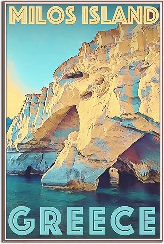 Póster de viaje vintage de la isla de Milos, Grecia, póster artístico, regalo, decoración de pared, pósteres decorativos para dormitorio