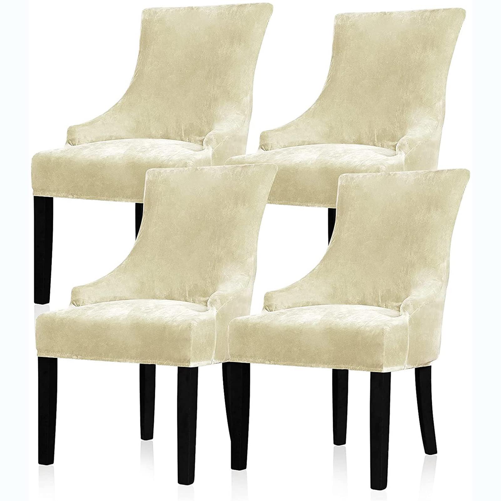 Housse de chaise incurvée en velours lot de 4 pour salle à manger