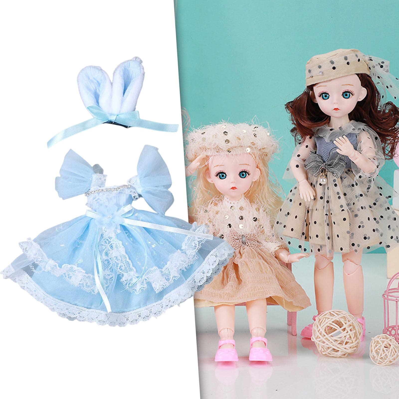 10 Set Puppenkleidung Kleid Kostüme Outfits Kollektionen Mode für 30cm Babypuppe Blau Kurzarm