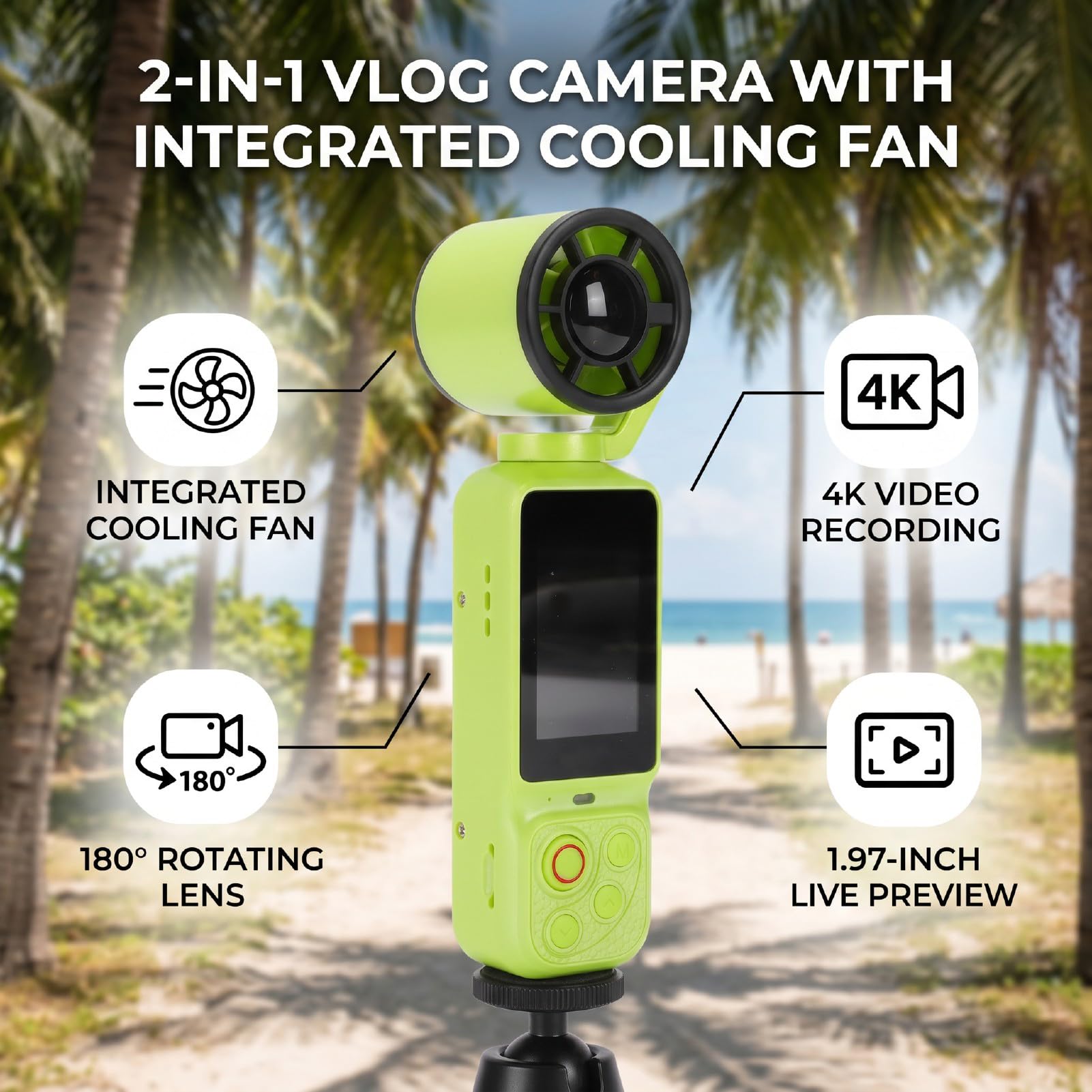Action Camera 4K, Videocamera Sportiva con Design della Lente