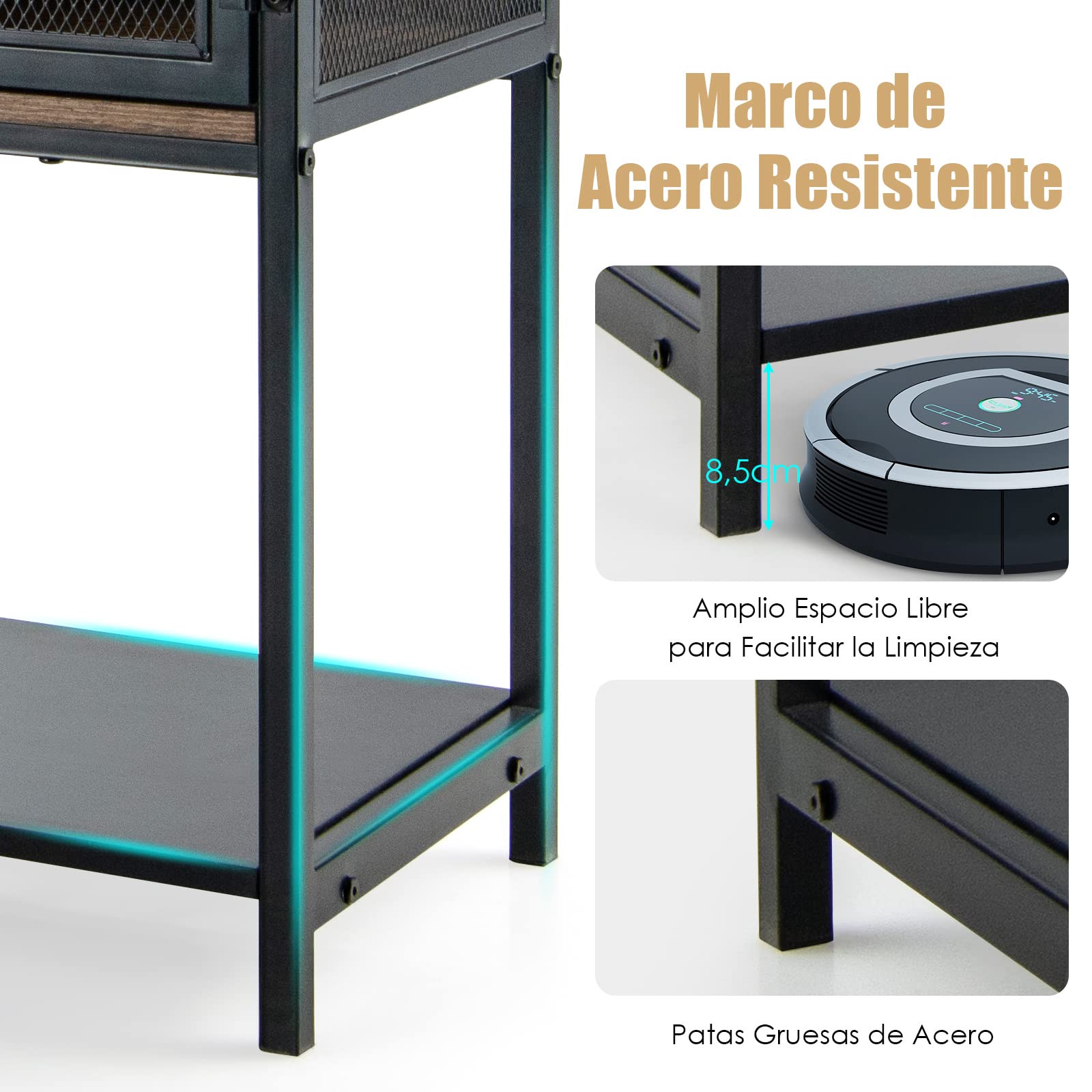 COSTWAY Aparador con 2 Cajones Extraíbles y Repisa Inferior, Mueble Multifuncional para Salón Comedor, Armario de Cocina, Marrón Rústico 100 x 35 x 85 cm