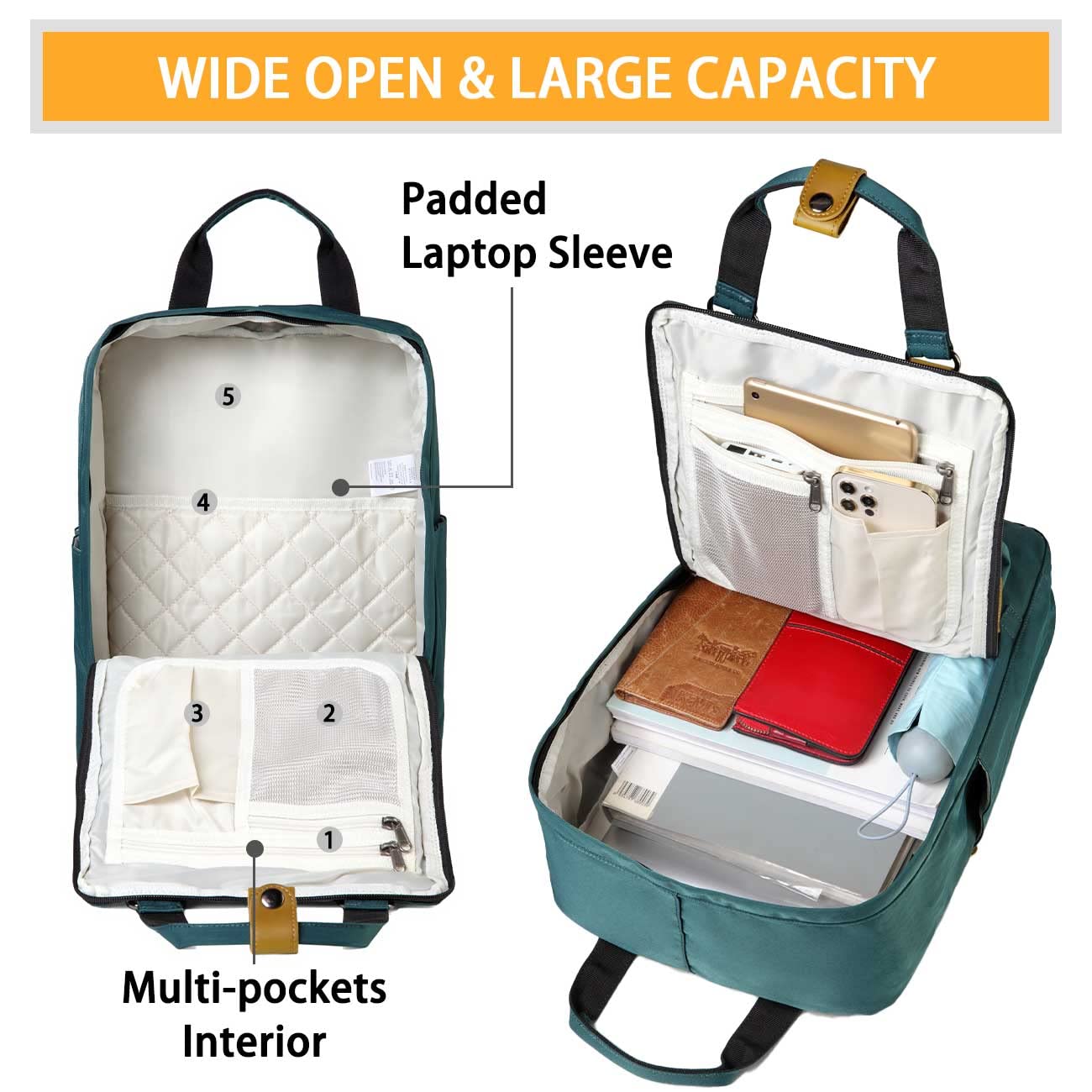 VASCHY Zaino porta PC, Zaino Donna Zaino PC 15.6 Pollici Zaino Scuola Zaino Lavoro Donna Zaino Uomo Vintage Zaino da Viaggio Antifurto Donna Zaino Università Trekking