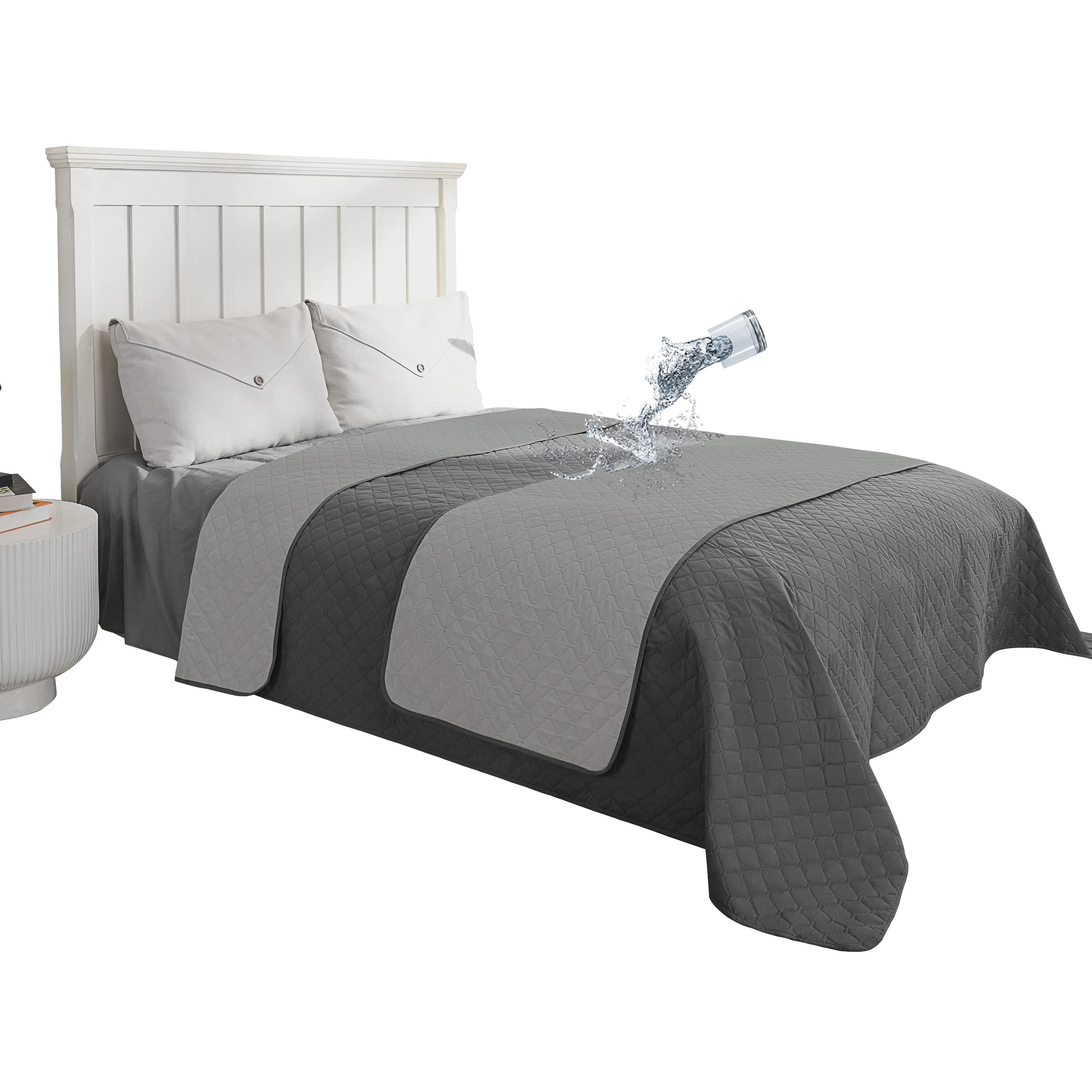 Easy-Going 100% Waterproof Dog Bed Cover Reversible Leak Proof Couch Cover Washable Sofa Cover Furniture Protector Blanket for Pets Kids Children Dog Cat (68x86 Inch, Gray/Light Gray) - 68x86 Inch - Gray/Light Gray