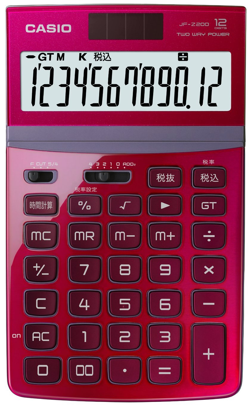 Amazon | カシオ 電卓 ジャストタイプ 12桁 レッド JF-Z200RD-N