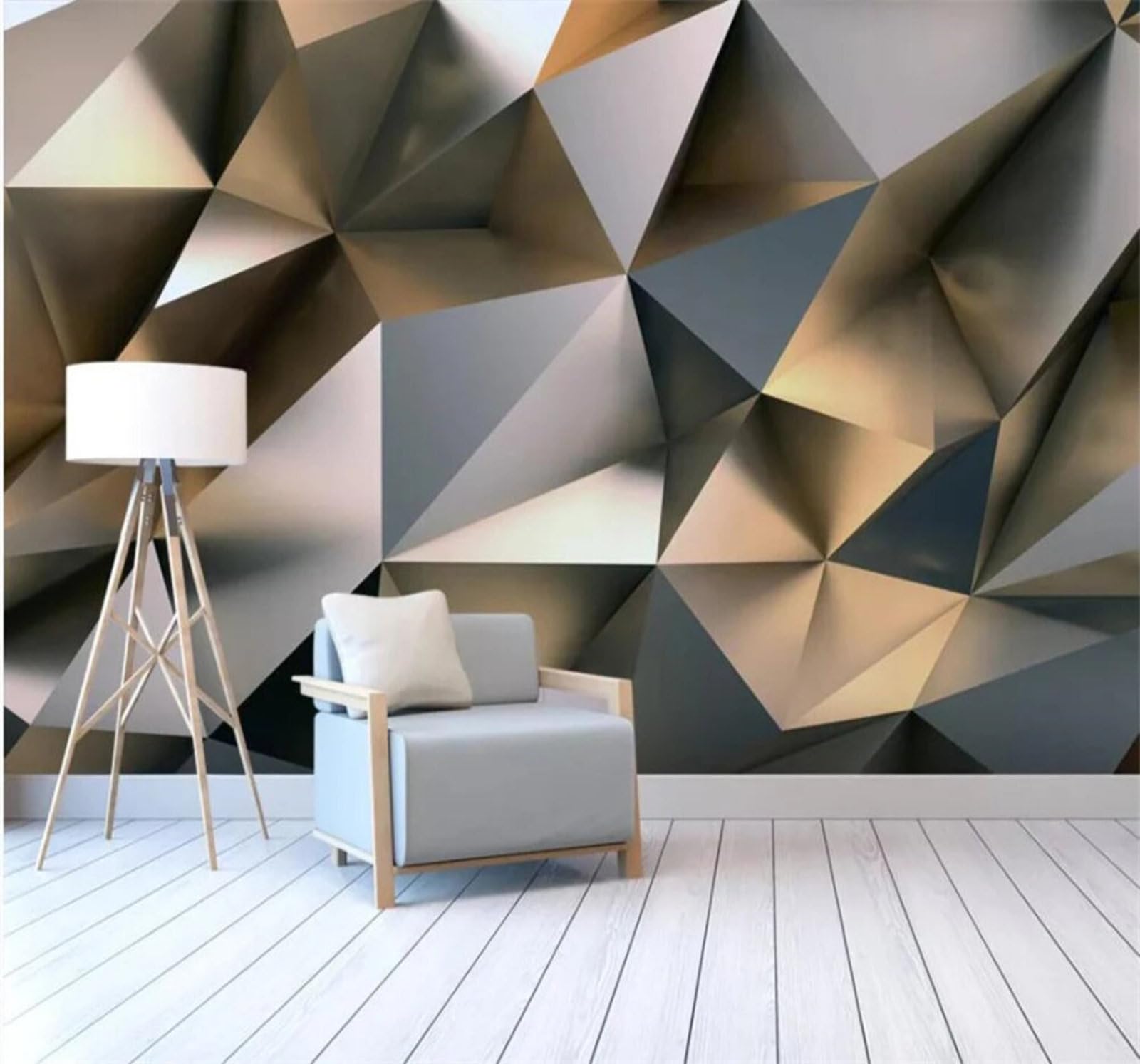 Wallpaper-3D-Xlm 400Cm×280Cm(B×H) Minimalism Individuality Abstract Metal Geometric 3D Wallpaper Easy Install Feature Office Living Room Sofa Bedroom Tv Background Wall Decoration-400Cm×280Cm