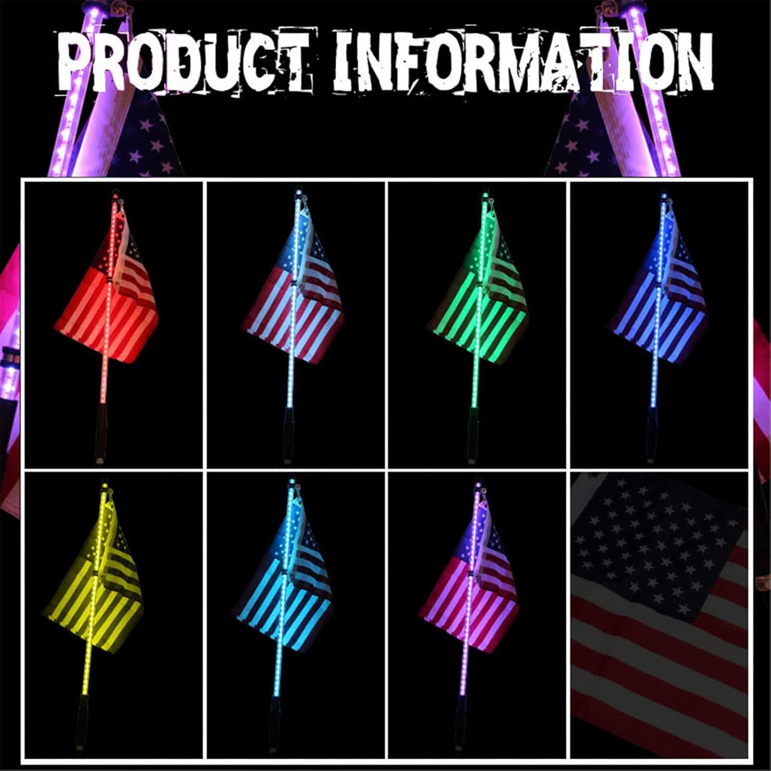2Pcs LED Whip Lights with Remote Control, 2FT/3FT/4FT/5FT Weatherproof Lighted Antenna Whips - 21 Modes & 20 Colors - Accessories for ATV RZR,3FT