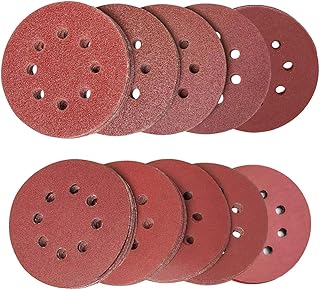 100pcs Sanding Discs Set, 5 Inch 8 Hole Sandpaper 10 Grades Include 40, 60, 80, 120, 180, 220, 320, 400, 600, 800 Grits for Random Orbital Sander