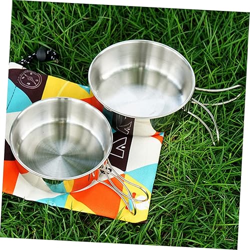 Miniatura 3 de Cuencos plegables de acero inoxidable para acampar Juego de cuencos de 2 piezas Vajilla portátil compacta