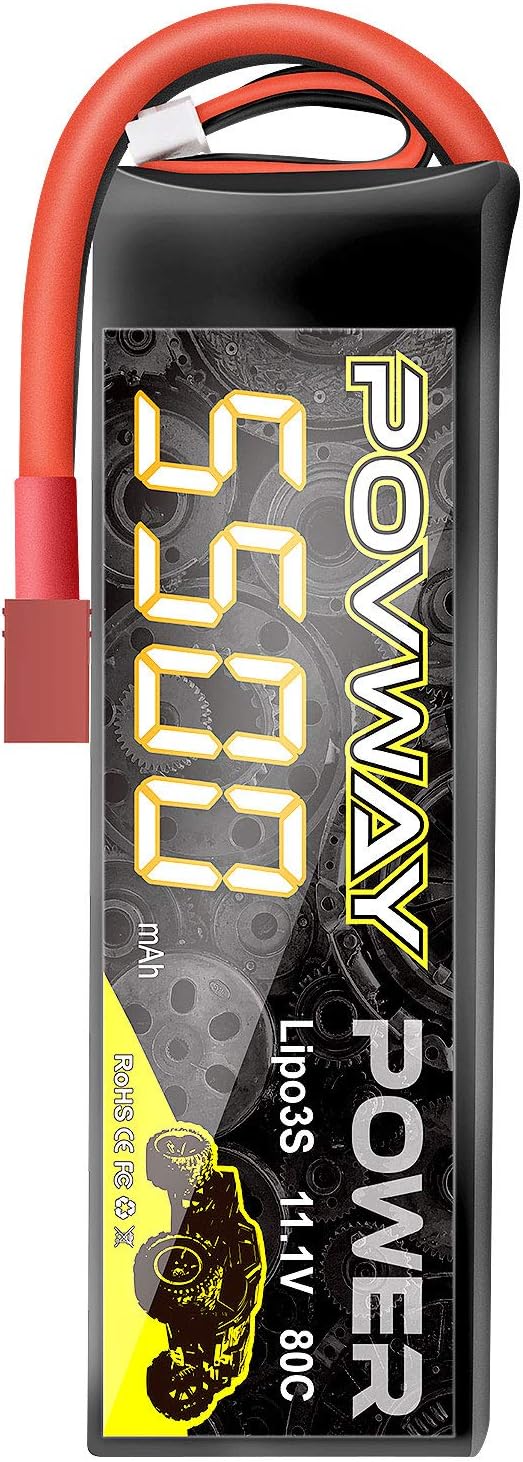 Lipo Battery 5500mAh 3S RC Battery 11.1V 80C with T Plug Softcase for RC Cars, RC Truck,Helicopter, Airplane (5500 3S 80C-T Plug softcase)