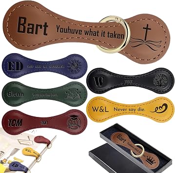 Personalized Magnetic Leather Bookmark, Custom Magnetic Bookmarks for Women Men, Engraved Name Initials Text Icon, Vintage Gift for Family, Friends, Kids, Readers