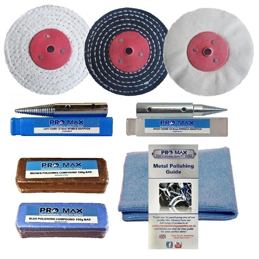 Buy Bench Grinder Metal Polishing Kit Aluminium Alloy Brass 8pc 3" x 1/