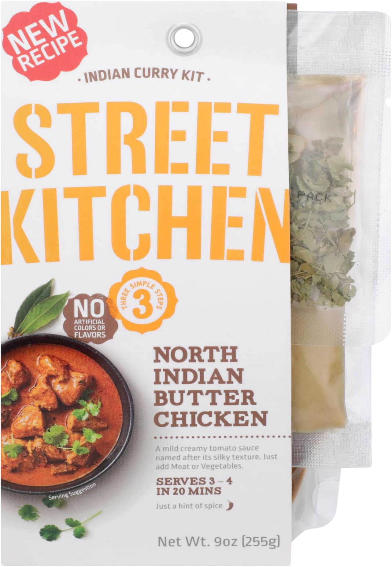 Street KitchenButter Chicken Sauce - North Indian Butter Chicken Curry Kit - Authentic Restaurant Quality Indian Food - Ready to Eat Meals (255g)