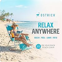 Vista 4 de Ostrich Deluxe Silla reclinable de salón, Silla plegable al aire libre para playa 3 en 1, Aqua - Silla portátil resistente para césped, piscina