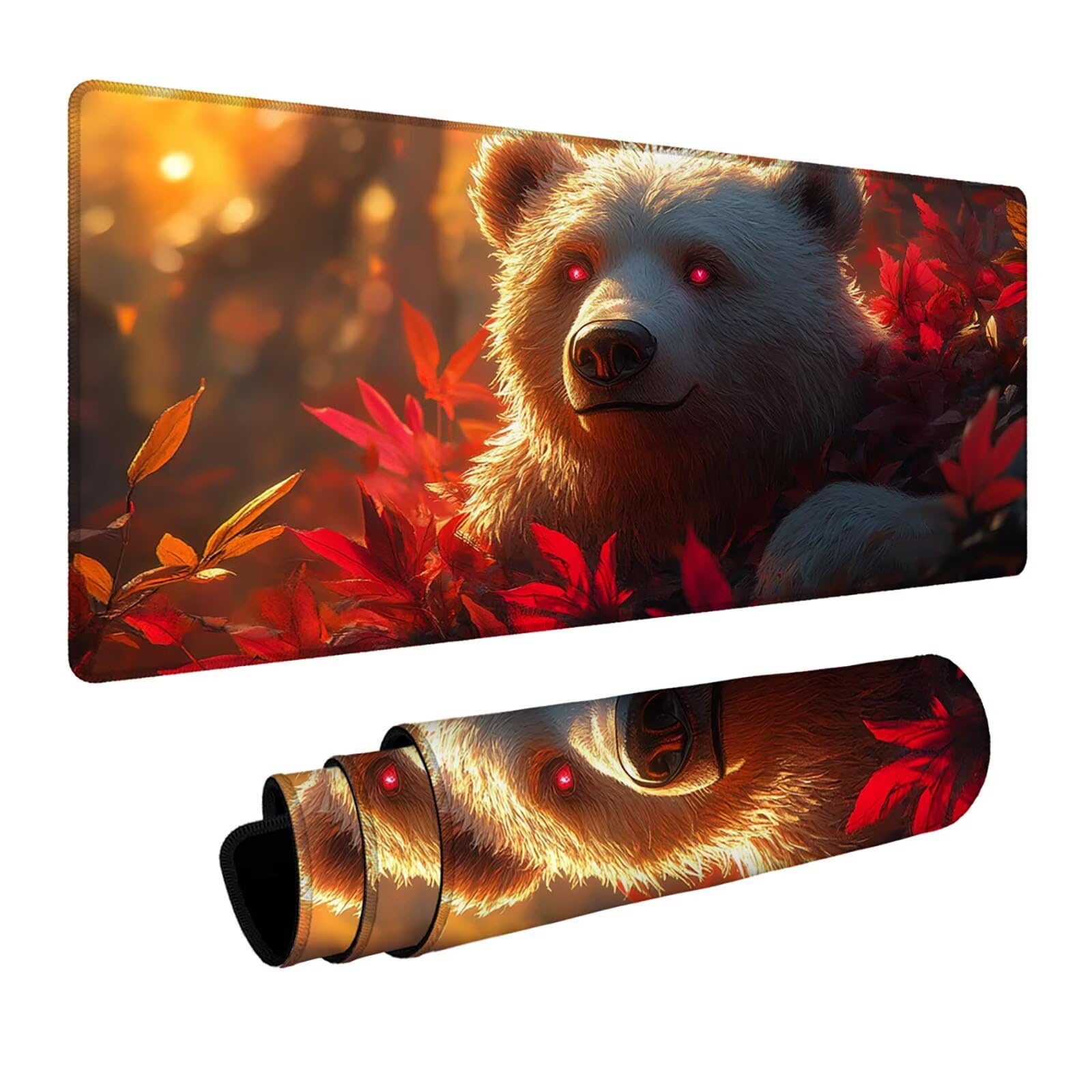 Podkładka pod mysz z misiem, XXL, 600 x 1400 x 3 mm, wodoodporna, gamingowa podkładka pod mysz, dokładność i prędkość, akcesoria do gier, laptop, biuro, prezent dla mężczyzn, FSBD-6476