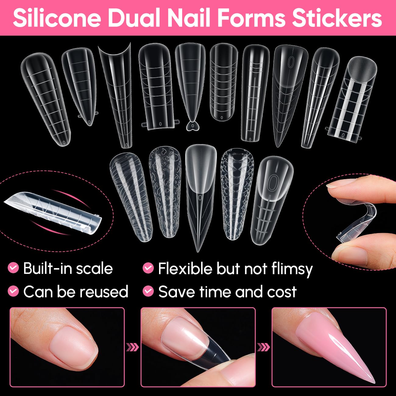 AIMEILI Poly Extension Gel Dual Nail Form, 120pcs - Image 3